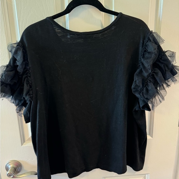 Lea & Viola by Anthropologie Black Short Sleeve Top Size 1X - Picture 4 of 11